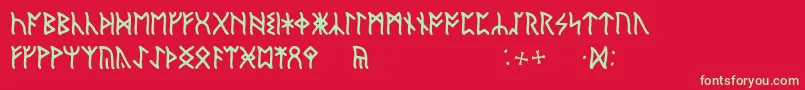 Fonte EnglishRunic – fontes verdes em um fundo vermelho