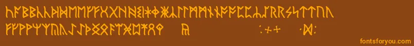 Czcionka EnglishRunic – pomarańczowe czcionki na brązowym tle