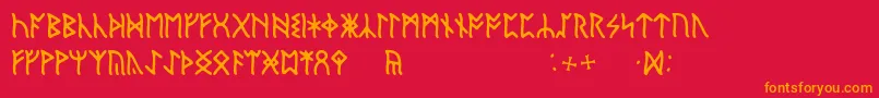 Fonte EnglishRunic – fontes laranjas em um fundo vermelho