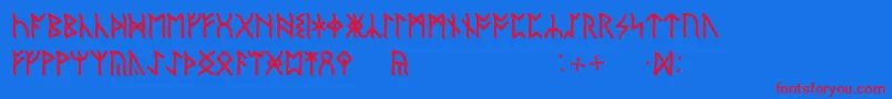 EnglishRunic Font – Red Fonts on Blue Background