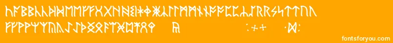 Fonte EnglishRunic – fontes brancas em um fundo laranja