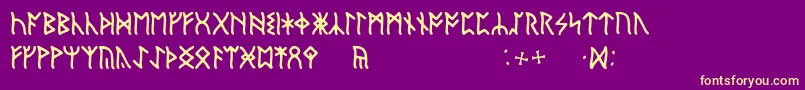 Fonte EnglishRunic – fontes amarelas em um fundo roxo