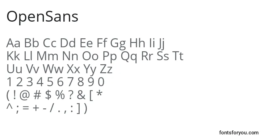 Czcionka OpenSans – alfabet, cyfry, specjalne znaki
