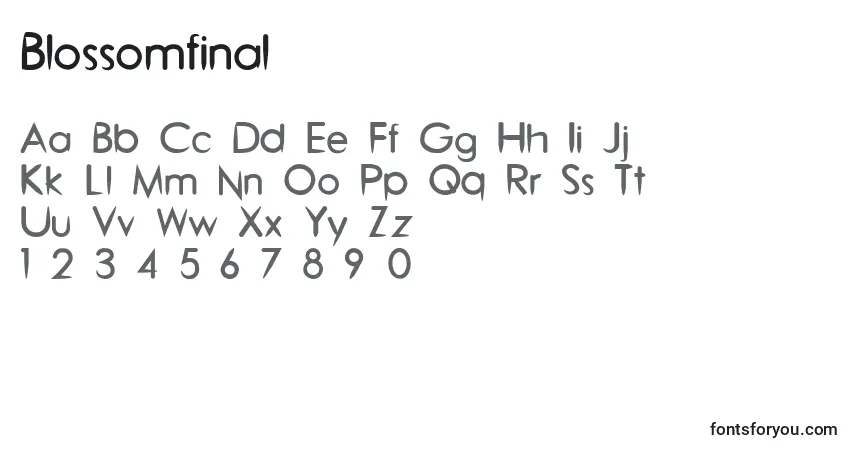 Schriftart Blossomfinal – Alphabet, Zahlen, spezielle Symbole