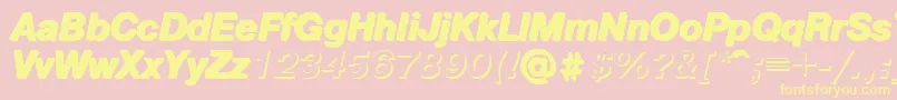 PragmaticashadowcBoldItalic Font – Yellow Fonts on Pink Background