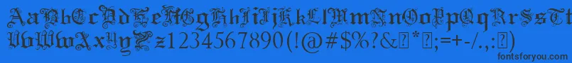 Czcionka PaulsSwirlyGothicFont – czarne czcionki na niebieskim tle