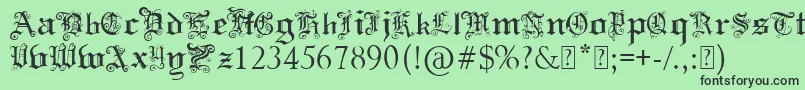 Fonte PaulsSwirlyGothicFont – fontes pretas em um fundo verde