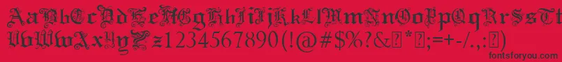 Fonte PaulsSwirlyGothicFont – fontes pretas em um fundo vermelho