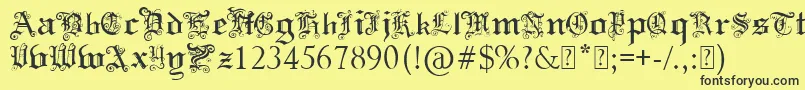 フォントPaulsSwirlyGothicFont – 黒い文字の黄色い背景