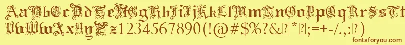 PaulsSwirlyGothicFont-fontti – ruskeat fontit keltaisella taustalla