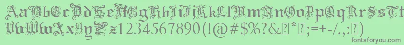 フォントPaulsSwirlyGothicFont – 緑の背景に灰色の文字