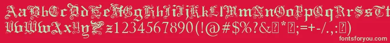 Czcionka PaulsSwirlyGothicFont – zielone czcionki na czerwonym tle