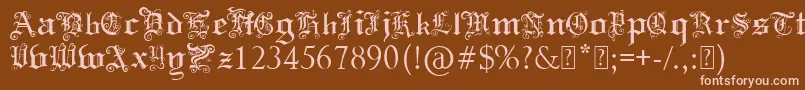 PaulsSwirlyGothicFont-fontti – vaaleanpunaiset fontit ruskealla taustalla