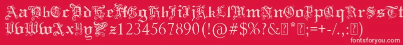 PaulsSwirlyGothicFont-fontti – vaaleanpunaiset fontit punaisella taustalla