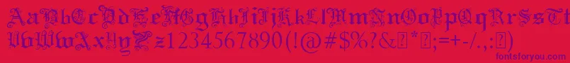 PaulsSwirlyGothicFont-fontti – violetit fontit punaisella taustalla