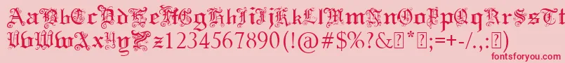 フォントPaulsSwirlyGothicFont – ピンクの背景に赤い文字