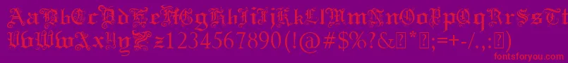 PaulsSwirlyGothicFont-Schriftart – Rote Schriften auf violettem Hintergrund