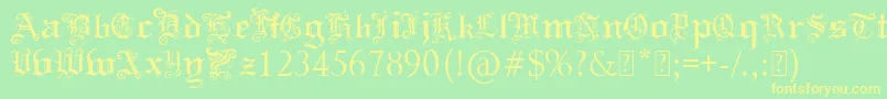 PaulsSwirlyGothicFont Font – Yellow Fonts on Green Background