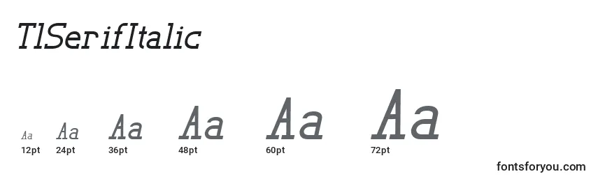 Размеры шрифта TlSerifItalic