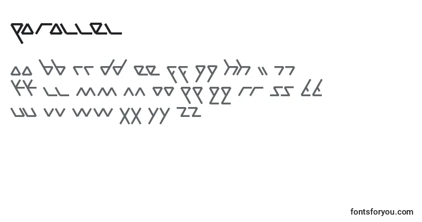 Czcionka Parallel – alfabet, cyfry, specjalne znaki