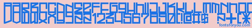 FreehandProfitWestrider2057-fontti – siniset fontit vaaleanpunaisella taustalla