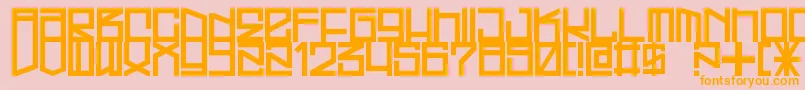 Fonte FreehandProfitWestrider2057 – fontes laranjas em um fundo rosa