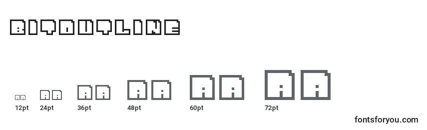 Размеры шрифта BitOutline