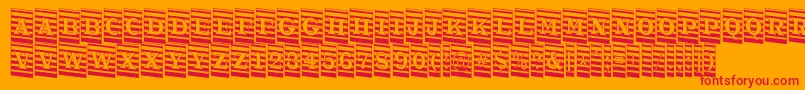 ATrianglercmmrdn-Schriftart – Rote Schriften auf orangefarbenem Hintergrund