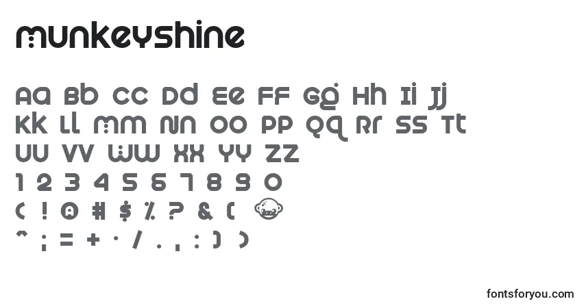 Munkeyshine-fontti – aakkoset, numerot, erikoismerkit