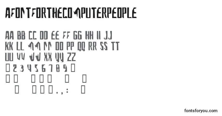 A fonte AFontForTheComputerPeople – alfabeto, números, caracteres especiais