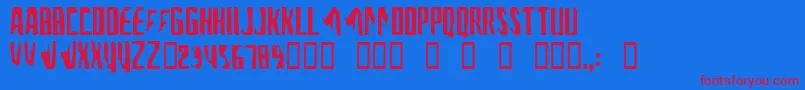 AFontForTheComputerPeople-Schriftart – Rote Schriften auf blauem Hintergrund