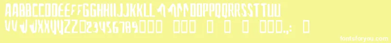 Fonte AFontForTheComputerPeople – fontes brancas em um fundo amarelo
