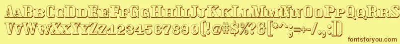 Traktoretkaoutline Font – Brown Fonts on Yellow Background