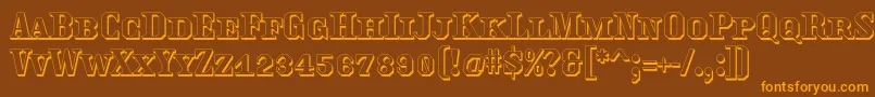 Traktoretkaoutline Font – Orange Fonts on Brown Background