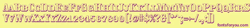 Traktoretkaoutline Font – Purple Fonts on Yellow Background