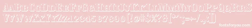 Traktoretkaoutline-Schriftart – Weiße Schriften auf rosa Hintergrund