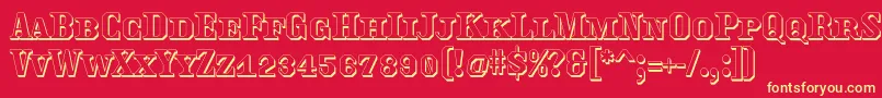 Traktoretkaoutline Font – Yellow Fonts on Red Background