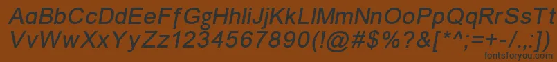 ErUniversKoi8Italic-fontti – mustat fontit ruskealla taustalla
