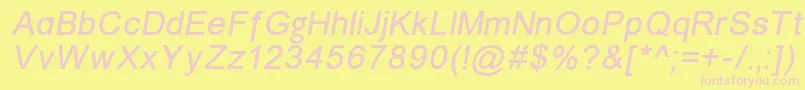 Czcionka ErUniversKoi8Italic – różowe czcionki na żółtym tle