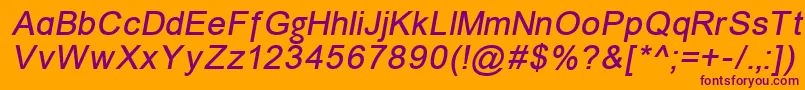 ErUniversKoi8Italic-fontti – violetit fontit oranssilla taustalla