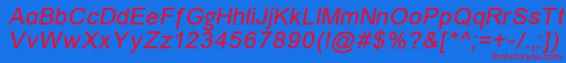 ErUniversKoi8Italic Font – Red Fonts on Blue Background