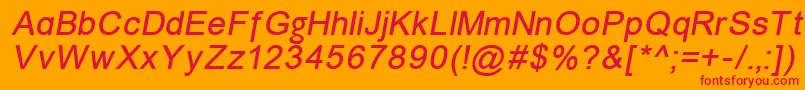 フォントErUniversKoi8Italic – オレンジの背景に赤い文字