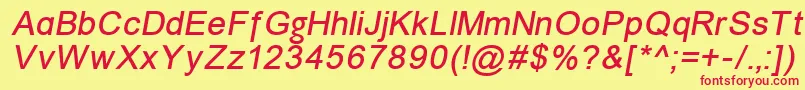 フォントErUniversKoi8Italic – 赤い文字の黄色い背景