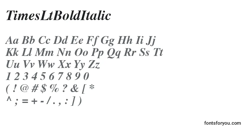 A fonte TimesLtBoldItalic – alfabeto, números, caracteres especiais