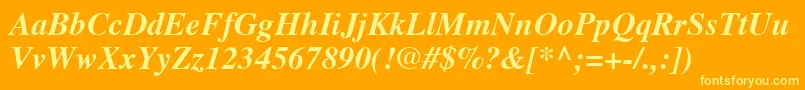 TimesLtBoldItalic Font – Yellow Fonts on Orange Background