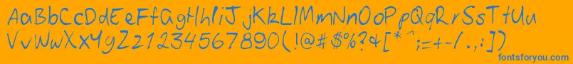 Patoskript Font – Blue Fonts on Orange Background