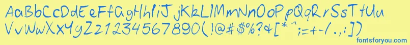 Patoskript Font – Blue Fonts on Yellow Background
