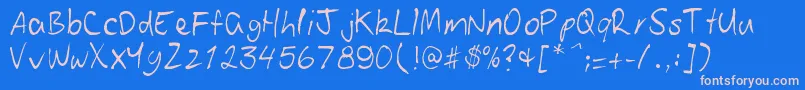 Patoskript Font – Pink Fonts on Blue Background