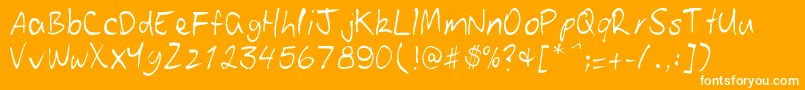Patoskript-Schriftart – Weiße Schriften auf orangefarbenem Hintergrund