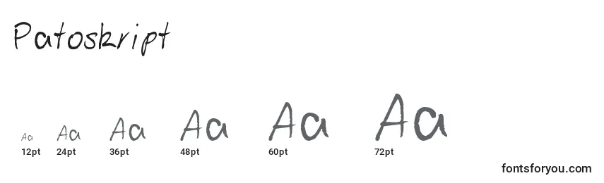Размеры шрифта Patoskript